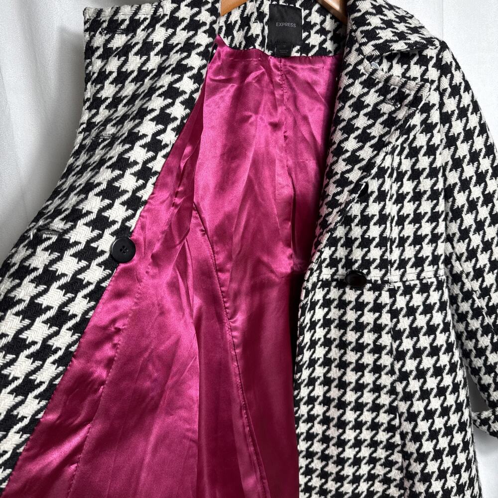 Y2K Express Wool Houndstooth Pea Coat Womens Small EUC Baby Doll Style Outerwear - Picture 10 of 12